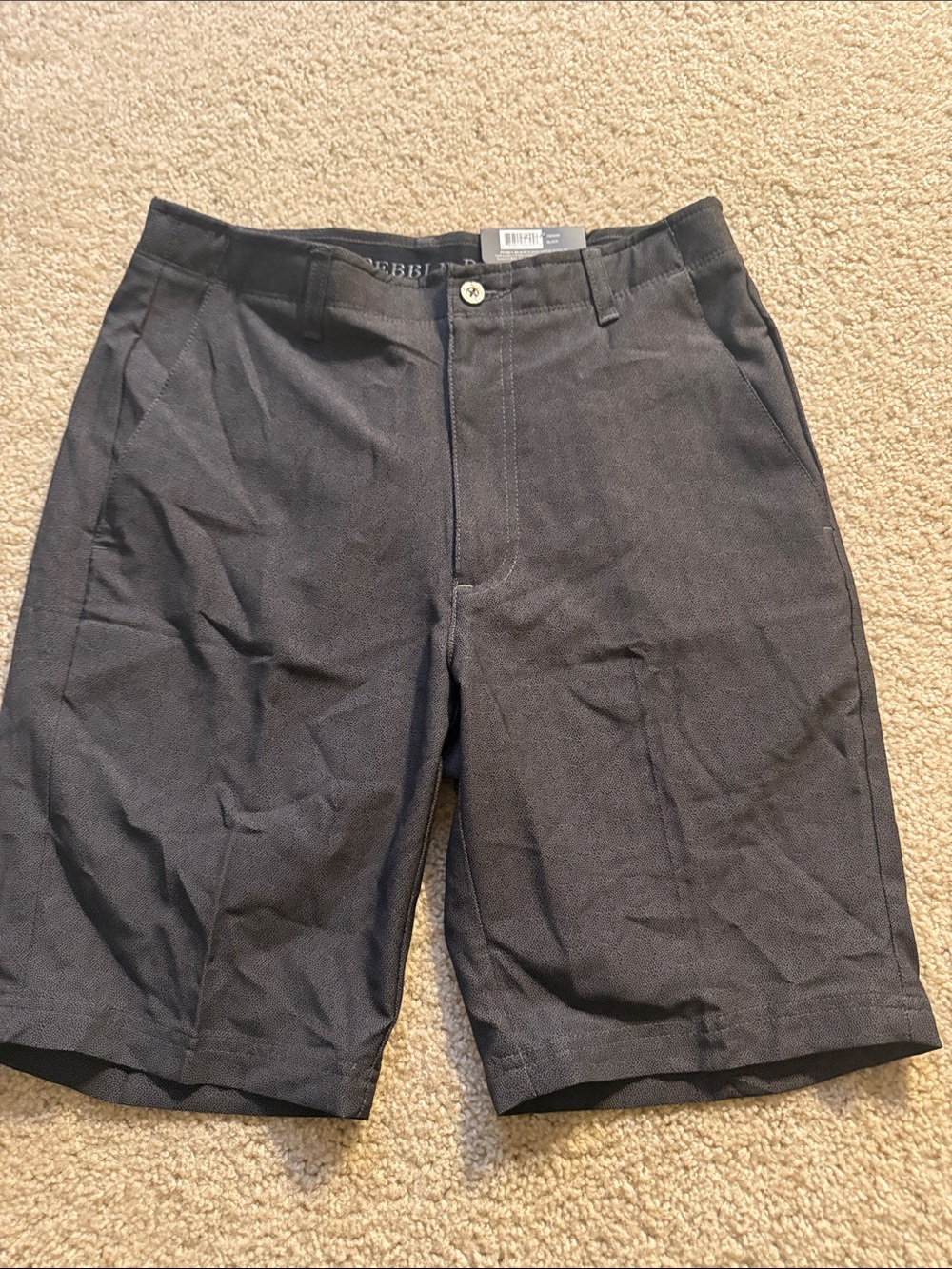NWT Pebble Beach Dry Luxe Dark Charcoal Flat Front Men's Golf Shorts Size 30